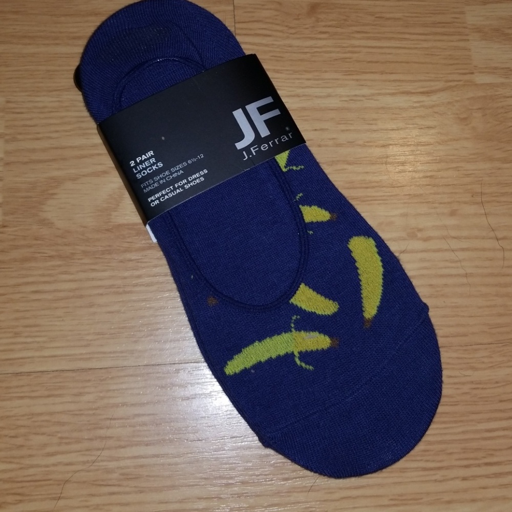 2 pair liner socks with Monkeys and Bananas